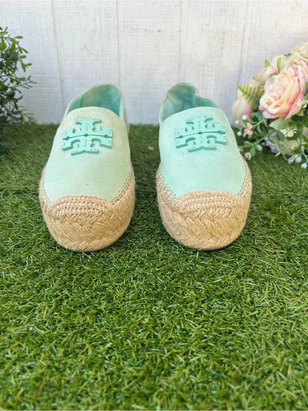 TORY BURCH Everly Platform Espadrille - Sea Bubble Suede size 7 new/no box
